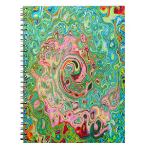 Retro Groovy Abstract Colorful Rainbow Swirl Notebook