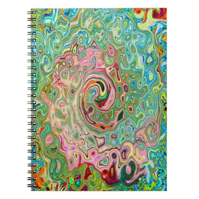 Retro Groovy Abstract Colorful Rainbow Swirl Notebook (Front)