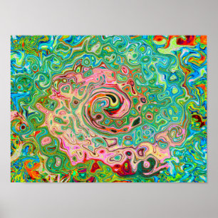 Retro Groovy Abstract Colorful Rainbow Swirl Poster