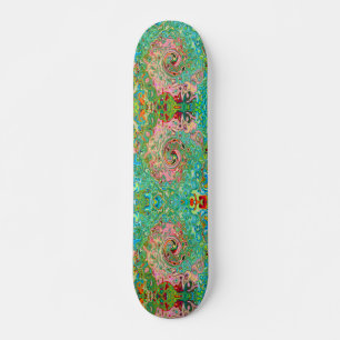 Retro Groovy Abstract Colorful Rainbow Swirl Skateboard