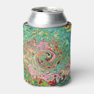 Retro Groovy Abstract Colourful Rainbow Swirl Can Cooler