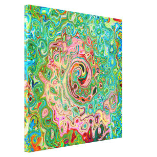 Retro Groovy Abstract Colourful Rainbow Swirl Canvas Print