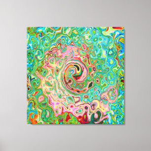 Retro Groovy Abstract Colourful Rainbow Swirl Canvas Print