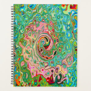 Retro Groovy Abstract Colourful Rainbow Swirl Planner
