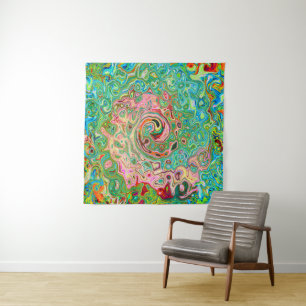 Retro Groovy Abstract Colourful Rainbow Swirl Tapestry