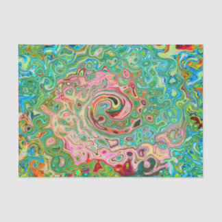 Retro Groovy Abstract Colourful Rainbow Swirl Tissue Paper
