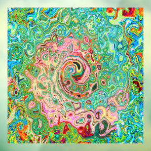 Retro Groovy Abstract Colourful Rainbow Swirl Window Cling