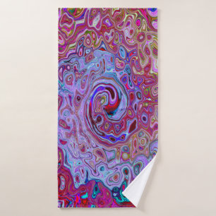 Retro Groovy Abstract Lavender and Magenta Swirl Bath Towel