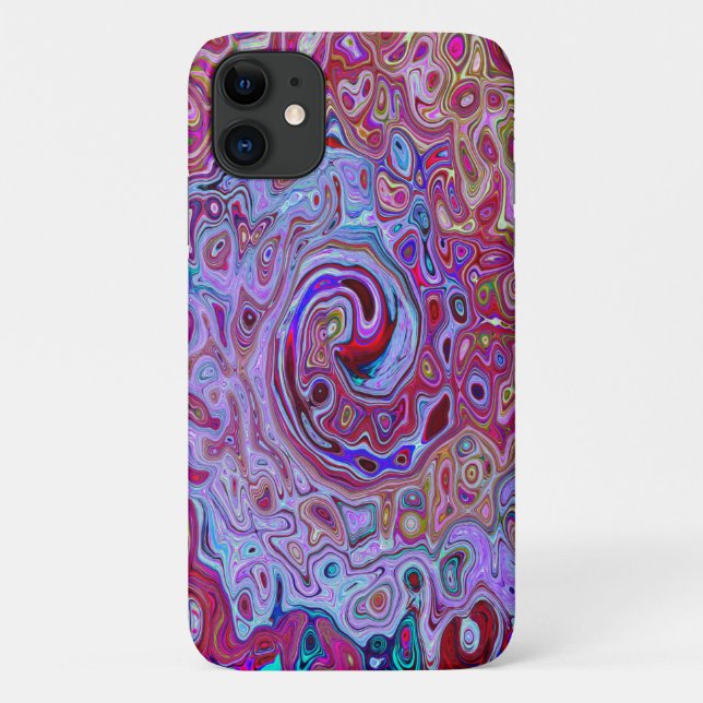 Retro Groovy Abstract Lavender and Magenta Swirl Case-Mate iPhone Case (Back)