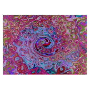 Retro Groovy Abstract Lavender and Magenta Swirl Cutting Board