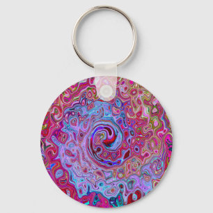 Retro Groovy Abstract Lavender and Magenta Swirl Key Ring