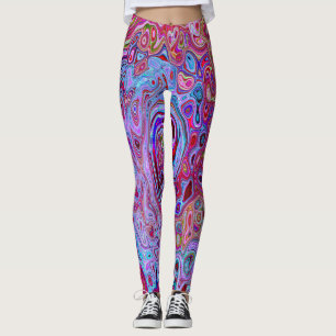 Retro Groovy Abstract Lavender and Magenta Swirl Leggings