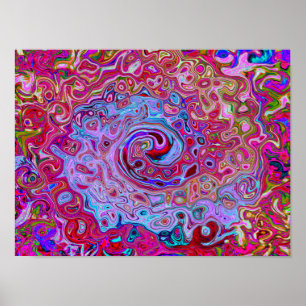 Retro Groovy Abstract Lavender and Magenta Swirl Poster