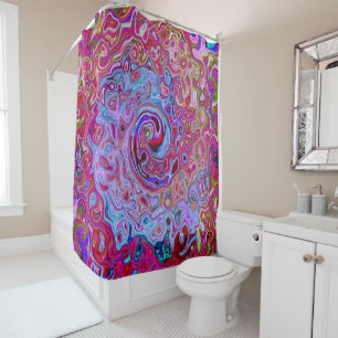 Retro Groovy Abstract Lavender and Magenta Swirl Shower Curtain