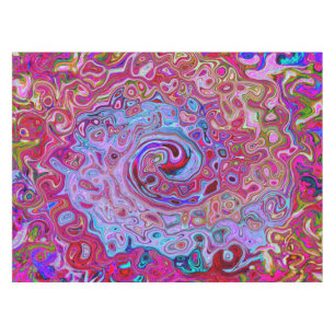 Retro Groovy Abstract Lavender and Magenta Swirl Tablecloth