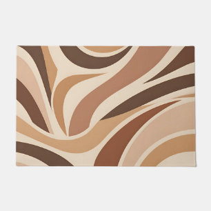 Retro Groovy Abstract Swirls Neutral Earth Tones Doormat
