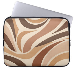 Retro Groovy Abstract Swirls Neutral Earth Tones Laptop Sleeve