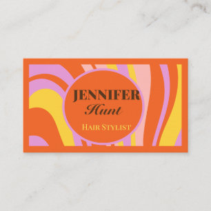 Retro Groovy Abstract Wavy QR code Social Media Business Card