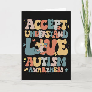 Retro Groovy Accept Understand Love Autism Awarene Card
