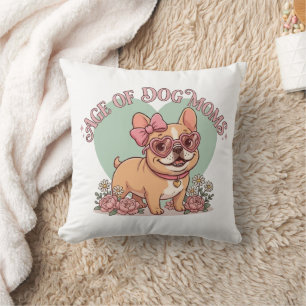 Retro Groovy Age of Dog Moms Frenchie Cushion