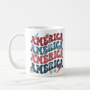 Retro Groovy America Independence Day Coffee Mug