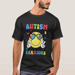 Retro Groovy Autism Awareness Warriors Face Boys G T-Shirt