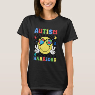 Retro Groovy Autism Awareness Warriors Face Boys G T-Shirt