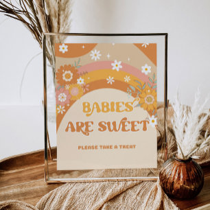 Retro groovy babies are sweet baby shower poster
