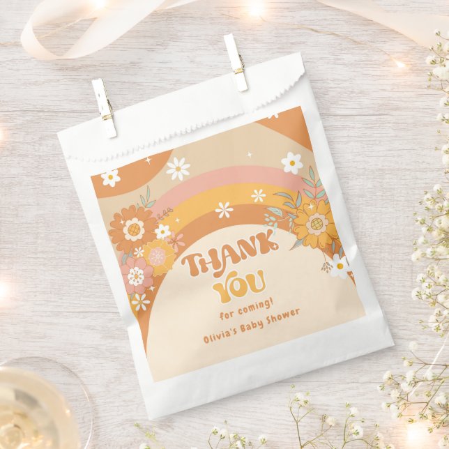 Retro groovy baby 70s floral thank you favour bags (Clipped)