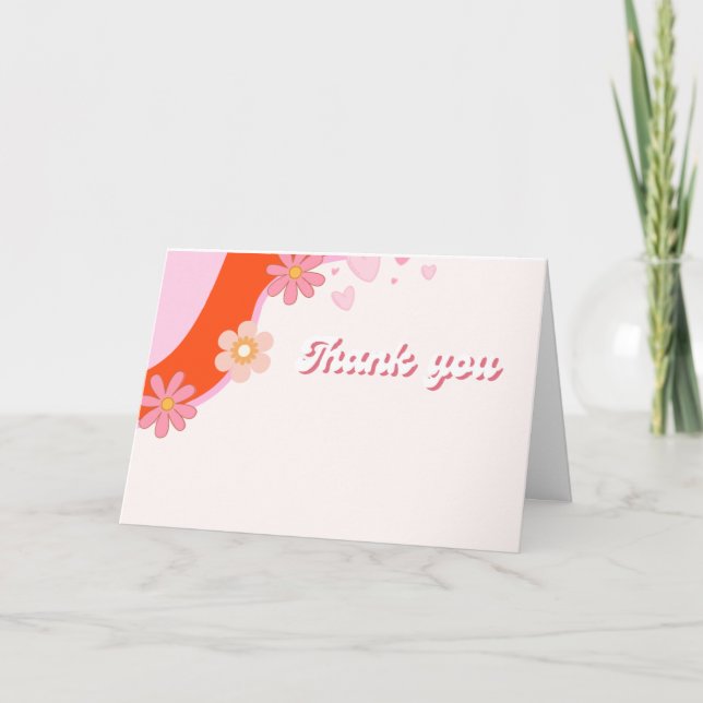 Retro groovy  Baby Brewing thank you Baby shower Card (Front)