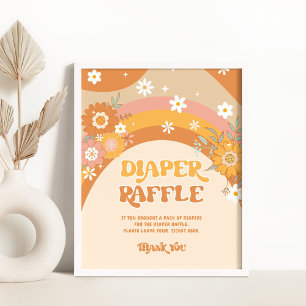 Retro groovy baby diaper raffle pedestal sign