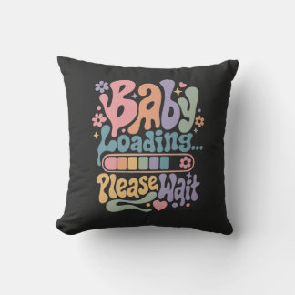Retro Groovy Baby Loading Please Wait Maternity Cushion