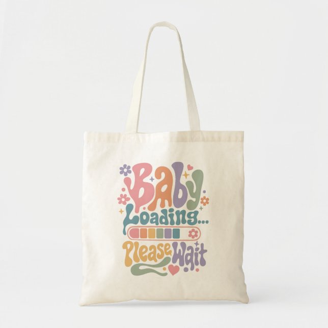 Retro Groovy Baby Loading Please Wait Maternity Tote Bag (Front)