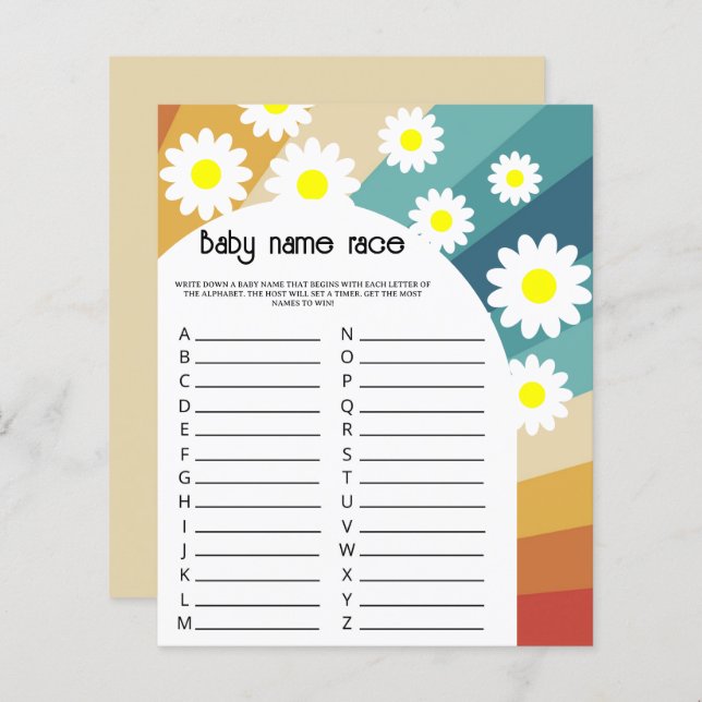 Retro Groovy - Baby name race game (Front/Back)