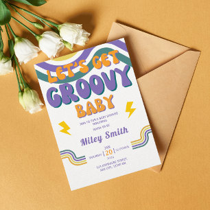 Retro Groovy Baby Shower 70s 80s Girl Hippie Invit Invitation