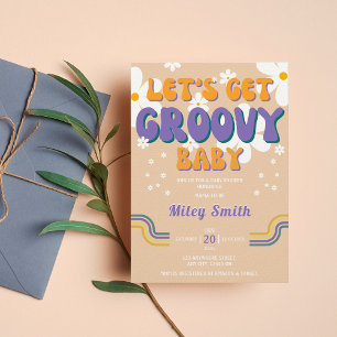 Retro Groovy Baby Shower 70s 80s Girl Hippie Invitation