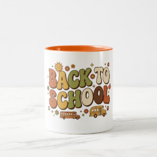 Retro Groovy Back to School Design Two-Tone Coffee Mug
