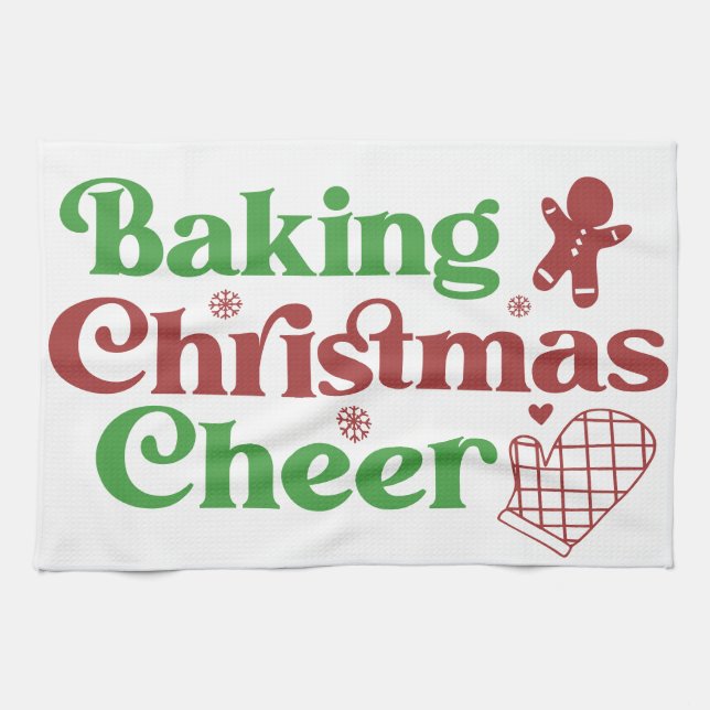 Retro Groovy Baking Christmas Cheer Tea Towel (Horizontal)