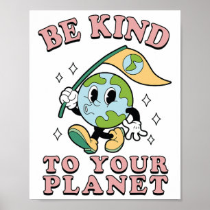 Retro Groovy Be Kind To Your Planet Earth Day 70s Poster