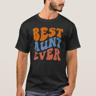 Retro Groovy Best Aunt Ever Wavy Hippie Boho 70s V T-Shirt