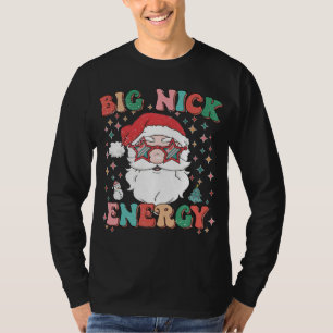 Retro Groovy Big Nick Energy Funny Christmas Santa T-Shirt
