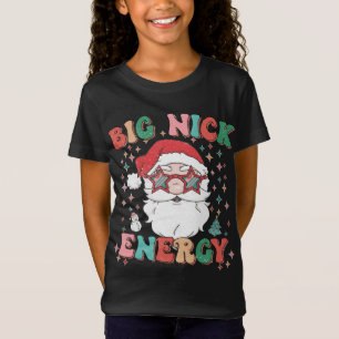 Retro Groovy Big Nick Energy Funny Christmas Santa T-Shirt