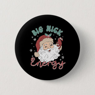 Retro Groovy Big Nick Santa Energy Fun Christmas X 6 Cm Round Badge