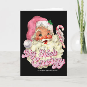 Retro Groovy Big Nick Santa Energy Pink Santa Chri Card