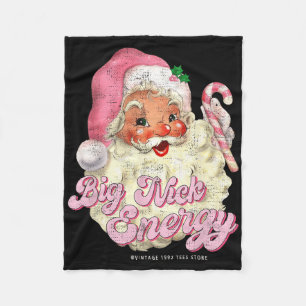 Retro Groovy Big Nick Santa Energy Pink Santa Chri Fleece Blanket