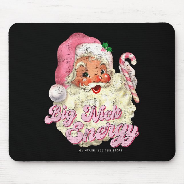 Retro Groovy Big Nick Santa Energy Pink Santa Chri Mouse Mat (Front)