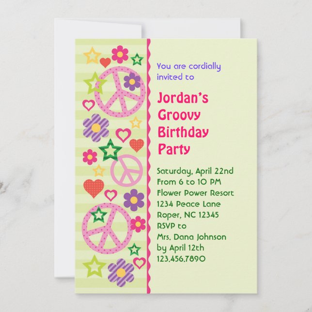 Retro Groovy Birthday Party Invitation (Front)