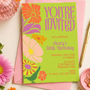 Retro Groovy Birthday   Retro Groovy Birthday Invitation