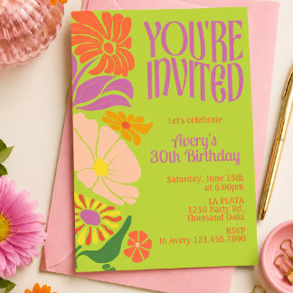 Retro Groovy Birthday | Retro Groovy Birthday Invitation