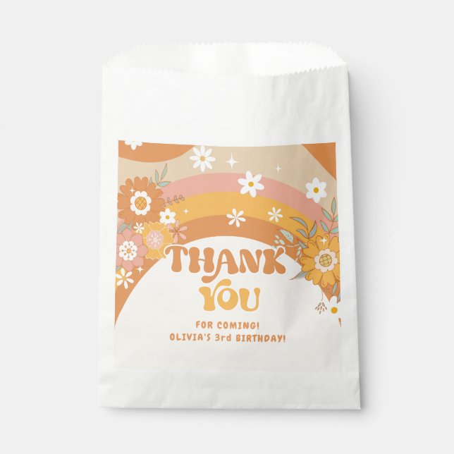 Retro groovy birthday thank  you favour bags (Front)